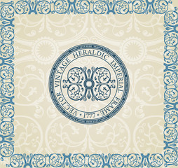 Vintage heraldic label imperial ornament background