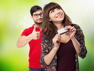 young woman with credit car