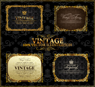 Vector vintage Gold frames decor label