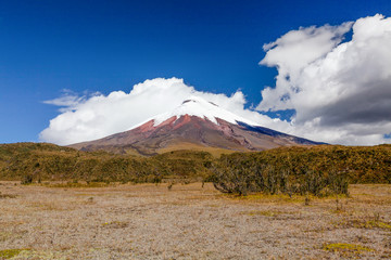 Cotopaxi a prominent volcano in the Andes Mountains near Quito Ecuador stands as the country's second highest summit boasting breathtaking vistas and rich geological significance
