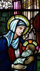 Fototapeta na wymiar Mary with baby Jesus in het arms (nativity)