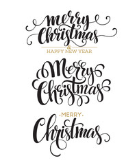 Merry Christmas Lettering Design Set. Vector illustration
