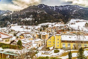 Fototapeta na wymiar Snowy alpine village