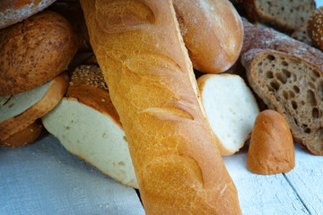 Baguette and sliced bread