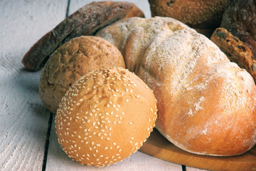 Freshly baked buns and bread