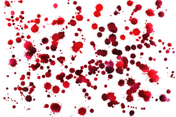 Red watercolor stripe background isolated on background,  blot, spray, drops.