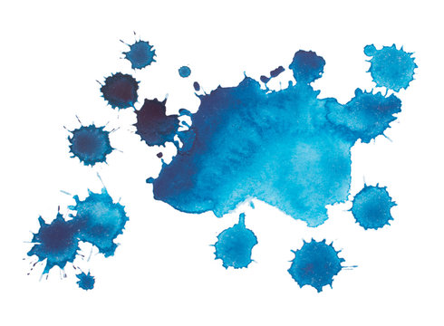 watercolor blot, drop, background isolated on white background