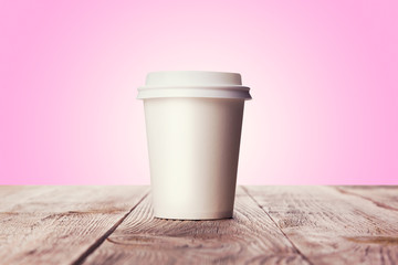 cup of coffee on wood table