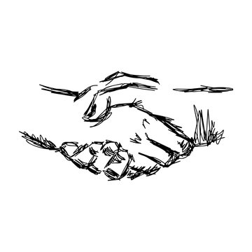 illustration vector doodle hand drawn sketch of handshake, partnership concept