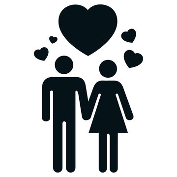 Icon pictogram couple in love with heart and love