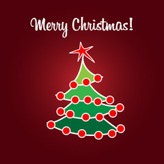 Fototapeta na wymiar Christmas card simple flat tree