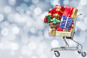 Shopping cart  with gifts.
