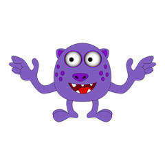 Halloween happy cartoon monster, funny, cute character vector illustration isolated on white background