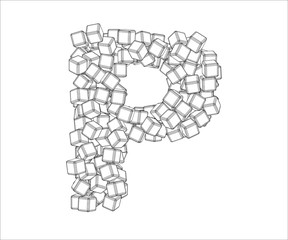 Letter P from vector contours. The letter P consists of a vector of cubes.