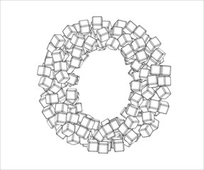 Letter O from vector contours. The letter O consists of a vector of cubes.
