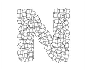 Letter N from vector contours. The letter N consists of a vector of cubes.
