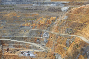 Bottom of open pit and machinery of a gold mine martha in Waihi, - 94435119