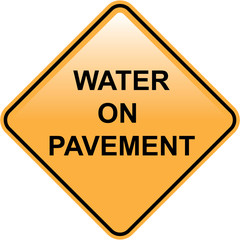 Obraz premium Water on Pavement Sign Flooded Area and Road Vector