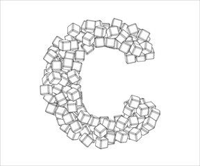 Letter C from vector contours. The letter C consists of a vector of cubes.