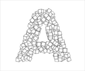 Letter A from vector contours. The letter A consists of a vector of cubes.