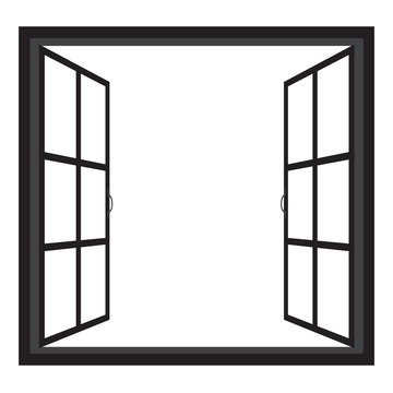 Windows-wide open window silhouette vector
