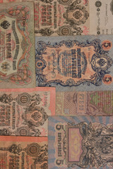 Fototapeta na wymiar Banknotes of imperial Russia. Beginning of the twentieth century. 