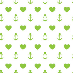 Vector seamless texture of anchors and hearts