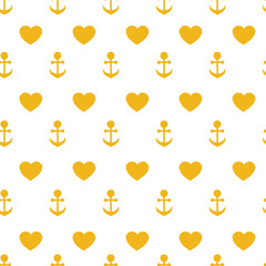 Vector seamless texture of anchors and hearts