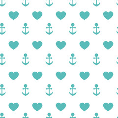 Vector seamless texture of anchors and hearts