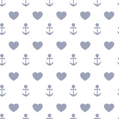 Vector seamless texture of anchors and hearts