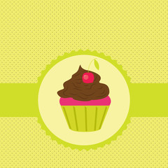 Vector label with cake