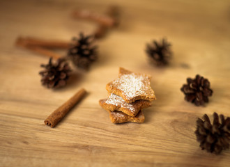 Fototapeta na wymiar Christmas homemade gingerbread cookies,spice and decoration