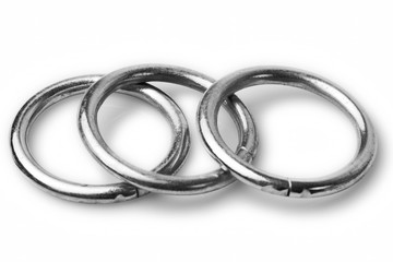 Naklejka premium Three round washers,perfect for various applications,captured in a clean and crisp white studio shot.
