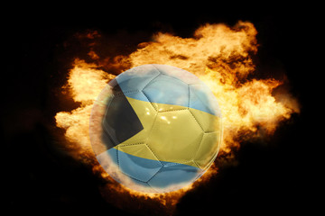 football ball with the flag of bahamas on fire
