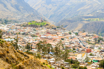 Fototapeta na wymiar Alausi Cityscape In Ecuadorian Andes Mountains