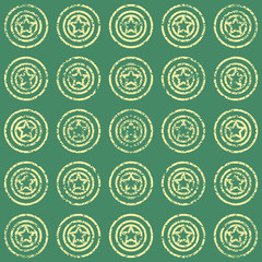 Seamless pattern with stars on green background