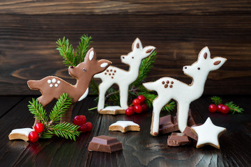 Christmas holiday gingerbread baby deer or fawn cookies