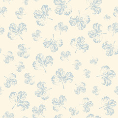 Pattern with leaves in pastel on light background