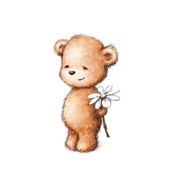 a teddy bear with daisy