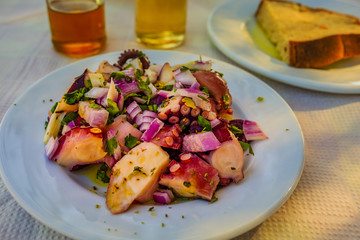 Octopus salad, traditional Mediterranean salad
