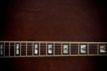 Electric guitar neck  horizontal detail