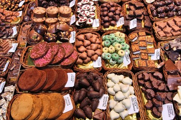 Spanish chocolate in Boqueria Market, Barcelona