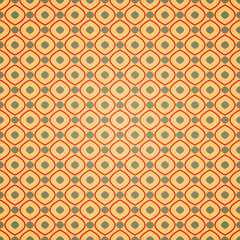Seamless geometric pattern in retro colors on yellow background