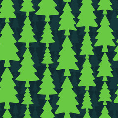 Seamless pattern with fir trees on dark background
