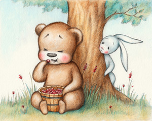 Teddy Bear eating berries
