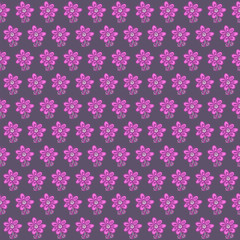 Seamless pattern with flowers on gray background