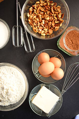Black table with ingredients