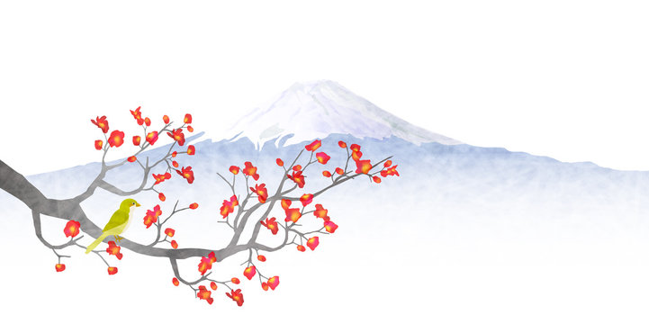 富士山　梅　背景