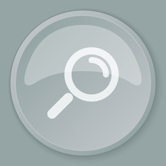 White Magnifying Glass icon on grey web button