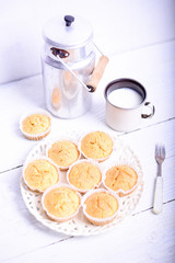 Cornbread muffins on white table